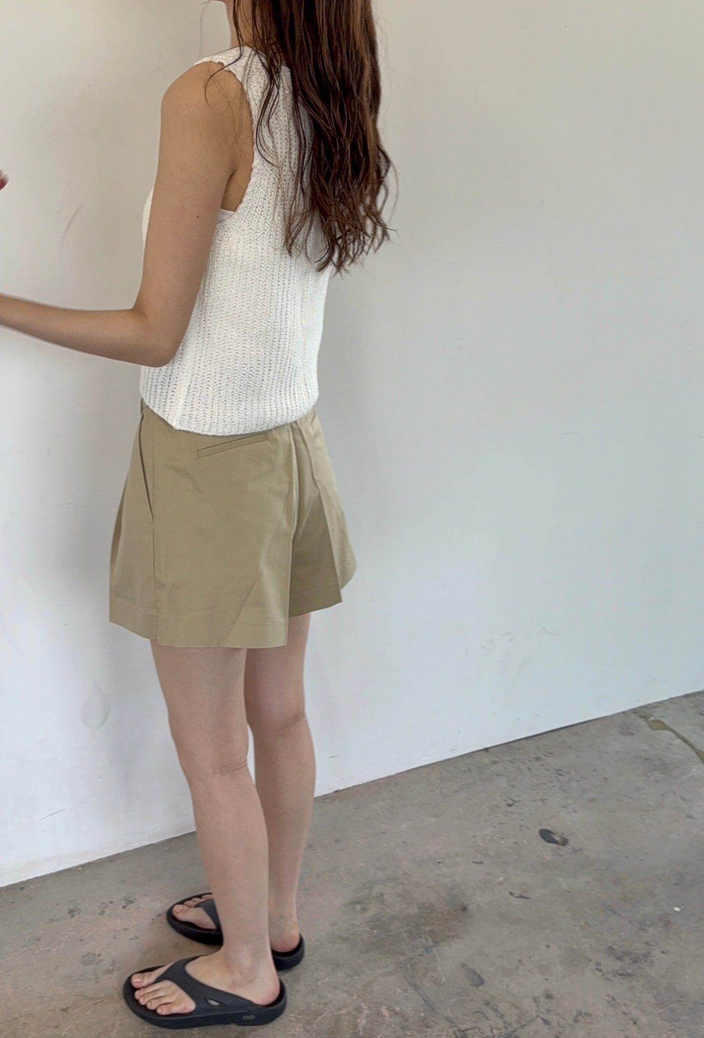 slit cotton half pants