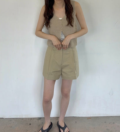 slit cotton half pants