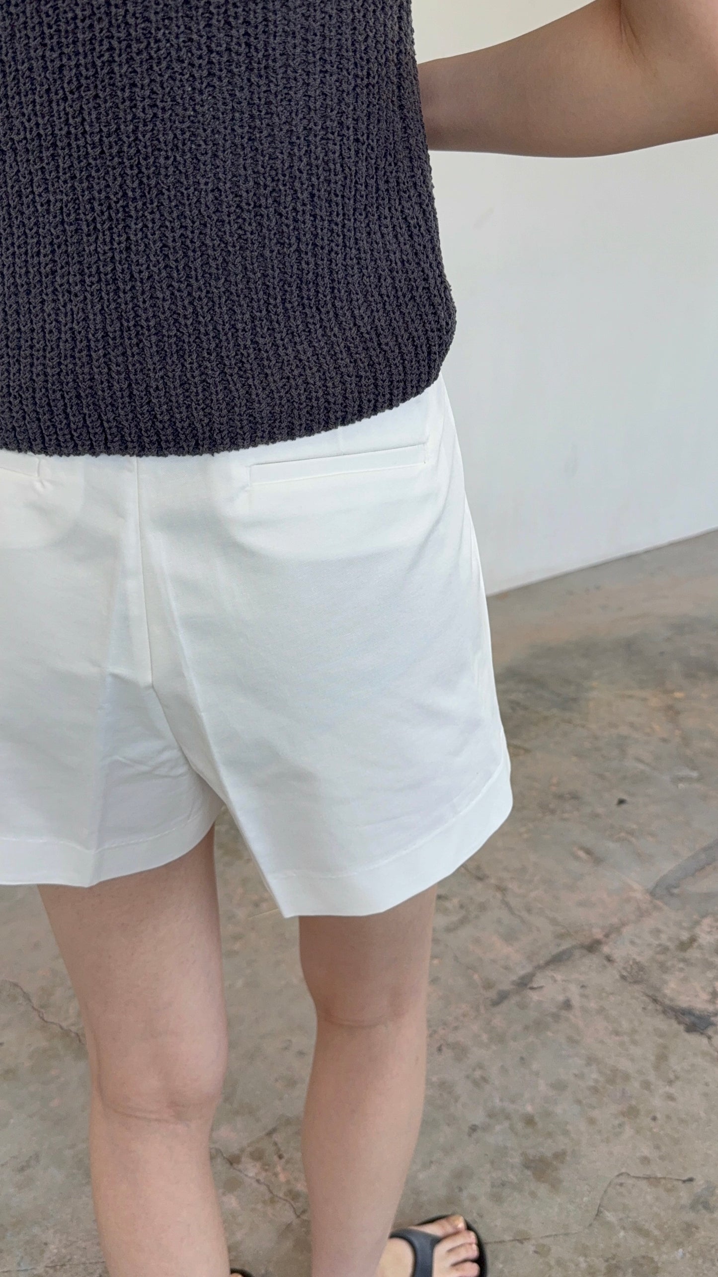 slit cotton half pants