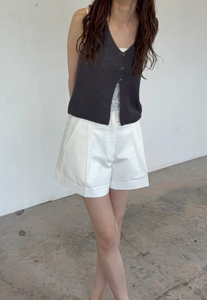 slit cotton half pants